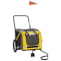 Hondenfietstrailer oxford stof en ijzer geel en grijs - thumbnail