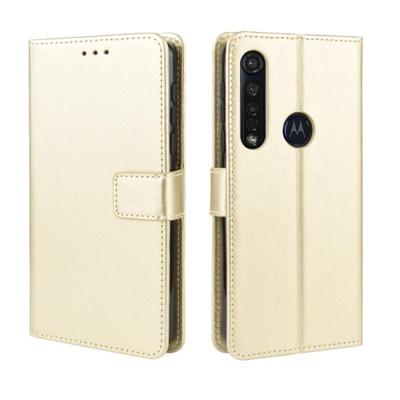 Voor Motorola Moto G8 plus retro Crazy Horse textuur horizontale Flip lederen draagtas met houder & kaartsleuven & fotolijstjes (goud)