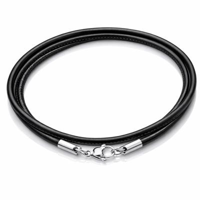 LGT Jewels leren koord ketting zwart 3mm-50cm