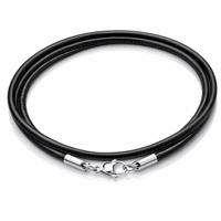 LGT Jewels leren koord ketting zwart 3mm-50cm - thumbnail