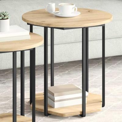 Bijzettafelset 2 pcs Artisan Eiken en Zwart 50 x 50 x 50.5 cm