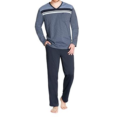 Gestreepte heren pyjama marineblauw Hajo Gestreepte heren pyjama marineblauw Hajo