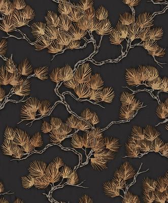 Dutch Wallcoverings Wall Fabric/Bs1 Pine Tree Black - Zwart