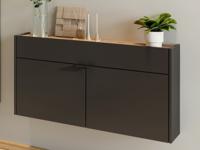 Wandkast AMEYA 2 deuren 1 lade 110 cm grafiet/navarra eik (horizontaal) - thumbnail