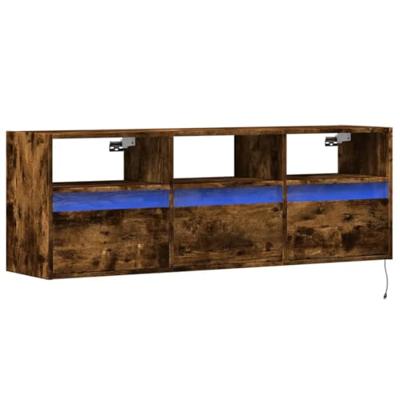 Tv-wandmeubel met LED-verlichting 130x31x45 cm gerookt eiken