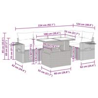 6-delige Loungeset met kussens poly rattan beige - thumbnail