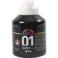 Creativ Company Acrylverf glossy, zwart, 500 ml/ 1 fles - thumbnail