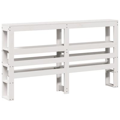 Bedframe met hoofdbord massief grenenhout wit 140x190 cm - thumbnail