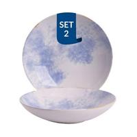 James Cooke Bord diep Clouded Charm 22 cm Blauw Wit Stoneware 2 stuks - thumbnail