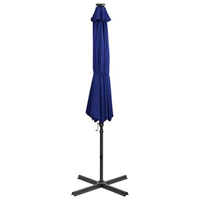 VidaXL Zweefparasol met paal en led-verlichting 300 cm azuurblauw