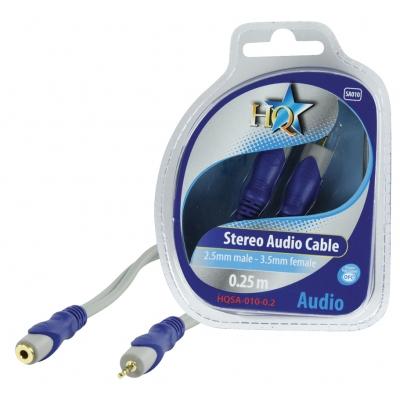 Jack verloopkabel 2,5mm plug naar 3,5mm socket 0.2m