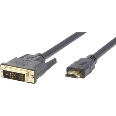971358 USB-kabel DVI / HDMI Aansluitkabel HDMI-A-stekker, DVI-D 18+1-polige stekker 1.80 m Zwart Vergulde steekcontacten