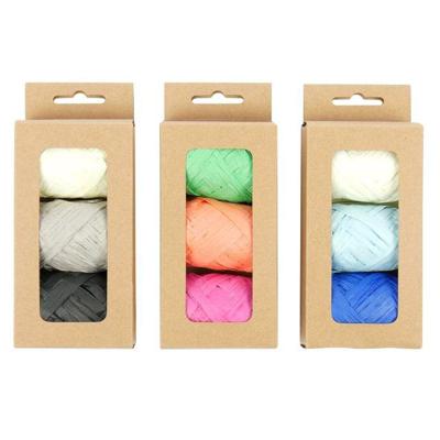 Lint raffia assorti: oranje, groen & roze | 12 stuks