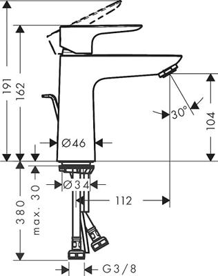 Wastafelmengkraan Talis E 110 HansGrohe Eengreeps met Trekwaste Geborsteld Zwart Chroom - thumbnail