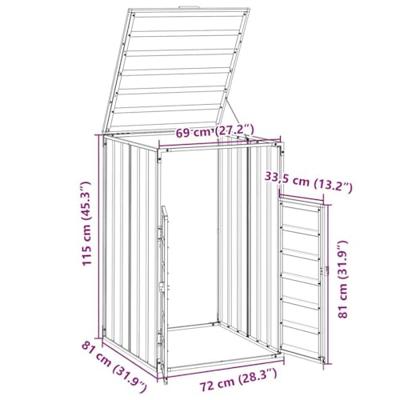 VidaXL Containerberging voor 1 container 72x81x115 cm staal groen