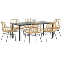 7-delige Tuinset poly rattan glas bruin - thumbnail