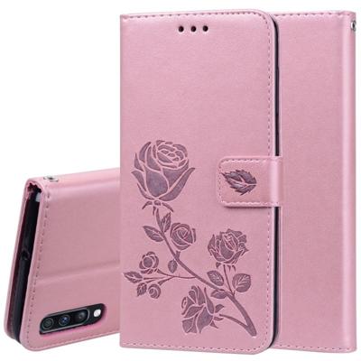 Rose reliëf horizontale Flip PU lederen case voor Galaxy A70 met houder & kaartsleuven & portemonnee (Rose goud) Rose reliëf horizontale Flip PU lederen case voor Galaxy A70 met houder & kaartsleuven & portemonnee (Rose goud)