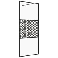 Inloopdouchewand 115x195 cm ESG-glas transparant en zwart - thumbnail