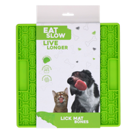 Eat Slow Live Longer Lick Mat Bones Green - thumbnail