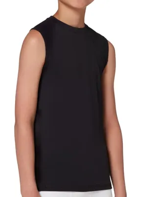 Jongens mouwloos shirt Young microfiber- Ondershirt jongens - Shirt zonder mouwen - 116 - Zwart - 116 - 116