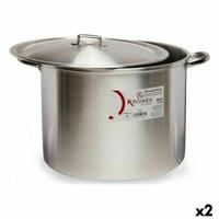 Casserolepan met deksel Kinvara Zilverkleurig Aluminium 53 x 34 x 43 cm (2 Stuks) - thumbnail