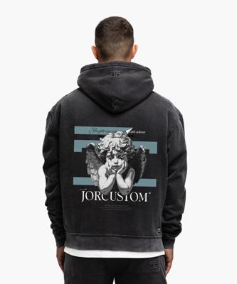 Jorcustom Fleece Angel 2.0 Oversized Hoodie Heren Donkergrijs - Maat XS - Kleur: Donkergrijs | Soccerfanshop