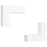 4-delige Tv-meubelset bewerkt hout wit - thumbnail