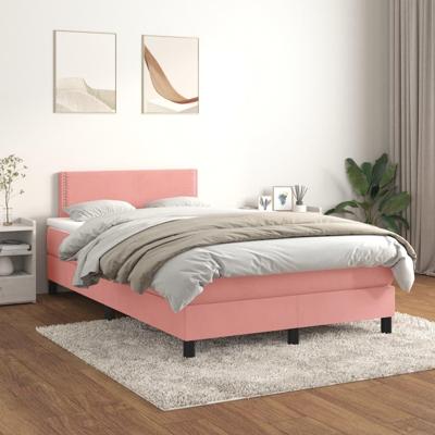 Boxspring met matras fluweel roze 120x200 cm