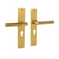 Mooi Deurbeslag Ferro geveerd op schild cilindergat 55mm messing PVD - thumbnail