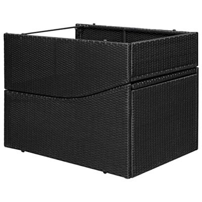 Ligbed met kussen poly rattan zwart