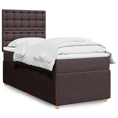 Boxspring met matras stof donkerbruin 90x200 cm - thumbnail