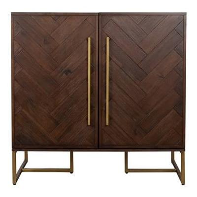 Dutchbone Wijnkast 'Class' Antique Brass, 100 x 100cm, kleur Bruin