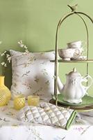 Clayre & Eef Tafelloper 50x160 cm Wit Roze Katoen Bloemen Tafelkleed - thumbnail