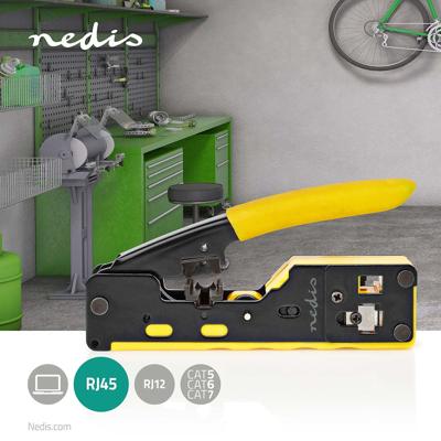 Krimptang | CAT5 / CAT5e / CAT6 / CAT6a / CAT7 / RJ12 / RJ45 | Snijden / Strippen / Tang | Soft-Touch / Staal | Geel / Zwart Krimptang | CAT5 / CAT5e / CAT6 / CAT6a / CAT7 / RJ12 / RJ45 | Snijden / Strippen / Tang | Soft-Touch / Staal | Geel / Zwart