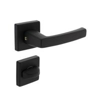 Deurkruk Moora met rozet verdekt 50x50x10mm met nokken en WC-sluiting met stift 8x8mm zwart - thumbnail