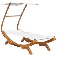 VidaXL Loungebed met luifel 100x190x134 cm massief gebogen hout crème - thumbnail