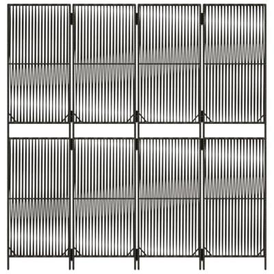 Kamerscherm 4 panelen poly rattan grijs