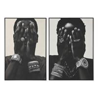 Schilderij Home ESPRIT Zwart Beige Koloniaal Afrikaan 103 x 4,5 x 143 cm (2 Stuks) - thumbnail