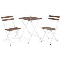 Bistro set Rhodos - bruin/wit - 3-delig - thumbnail