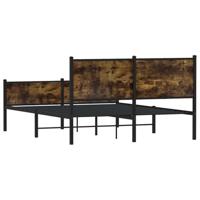 Bedframe hoofd- en voeteneinde metaal gerookt eiken 140x200 cm - thumbnail
