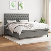 Boxspring met matras stof donkergrijs 160x200 cm - thumbnail