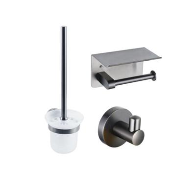 Fortifura Calvi Toiletset- toiletrolhouder- toiletborstel - handoekhaak - geborsteld gunmetal PVD SW1183052/SW721175/SW721173 Fortifura Calvi Toiletset- toiletrolhouder- toiletborstel - handoekhaak - geborsteld gunmetal PVD SW1183052/SW721175/SW721173