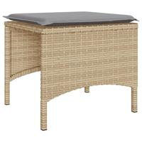 Tuinbank 2-zits met tafel en voetenbanken poly rattan beige - thumbnail