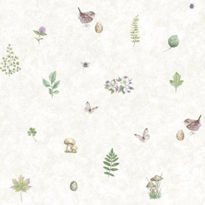 Galerie Just Kitchens Behang met paddestoelen, vogels en vlinders - G45442