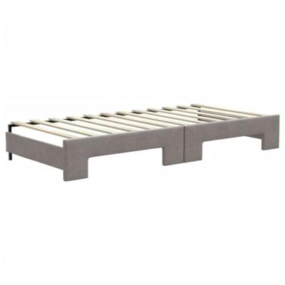 Slaapbank met onderschuifbed en lades 90x200 cm stof taupe