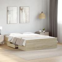 Bedframe met lades bewerkt hout sonoma eikenkleurig 120x200 cm - thumbnail
