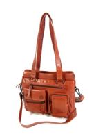 Stoere 1 vaks damestas schoudertas cognac - thumbnail