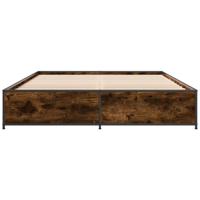 Bedframe bewerkt hout metaal gerookt eikenkleurig 150x200 cm - thumbnail