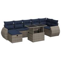 8-delige Loungeset met kussens poly rattan acacia bruin - thumbnail