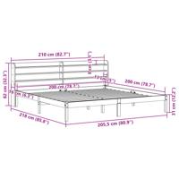 Bedframe met hoofdbord massief grenenhout wasbruin 200x200 cm - thumbnail